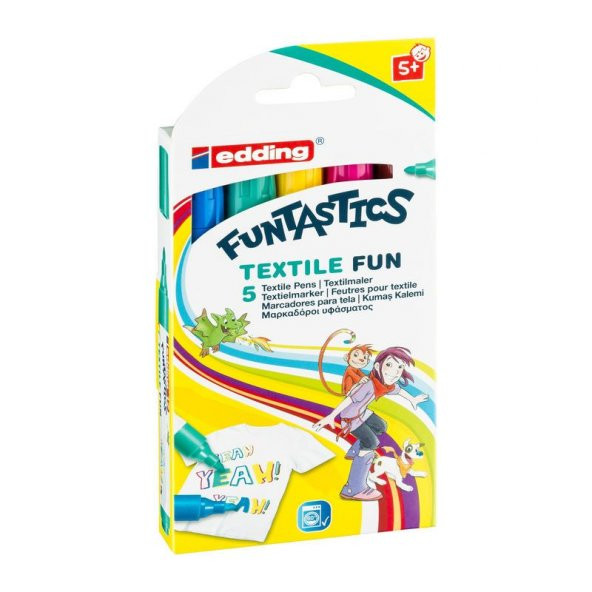 Edding 17 Funtastics Textile Fun Kumaş Boyama Kalemi 5 Renk