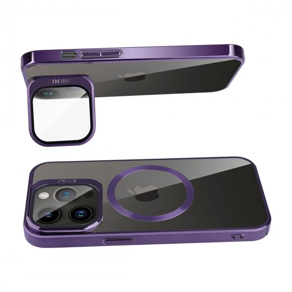 KNY Apple İphone 14 Pro Max Kılıf Magsafeli Arkası Şeffaf Kamera Korumalı Standlı Klon Kapak Siyah - 2