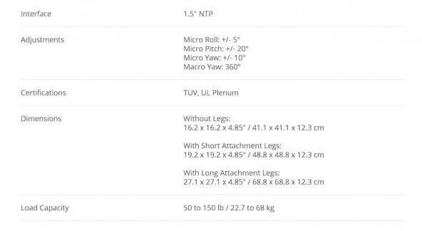 Chief VCTUB XL Universal Tool-Free Projektör Montaj Aparatı - 7