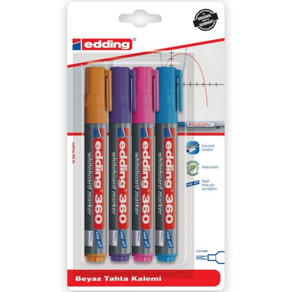 Edding 360 Board Marker Yazı Tahtası Kalemi 4lü Karışık Renk