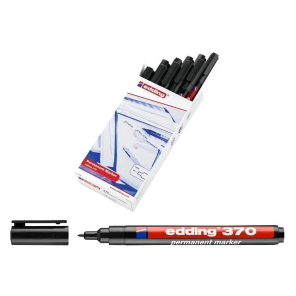 Edding 370 Permanent Marker Asetat Kalemi Siyah 10lu Kutu - 1
