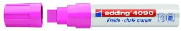 Edding 4090 Kara Tahta ve Cam için Likit Tebeşirli Kalem 15 mm Kesik Uç FOSFORLU PEMBE