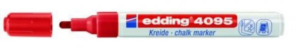 Edding 4095 Kara Tahta ve Cam için Likit Tebeşir Kalemi 3 mm Yuvarlak Uç KIRMIZI
