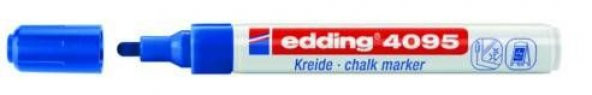 Edding 4095 Kara Tahta ve Cam için Likit Tebeşir Kalemi 3 mm Yuvarlak Uç MAVİ