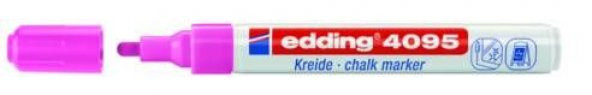 Edding 4095 Kara Tahta ve Cam için Likit Tebeşir Kalemi 3 mm Yuvarlak Uç FOSFORLU FOSFORLU PEMBE