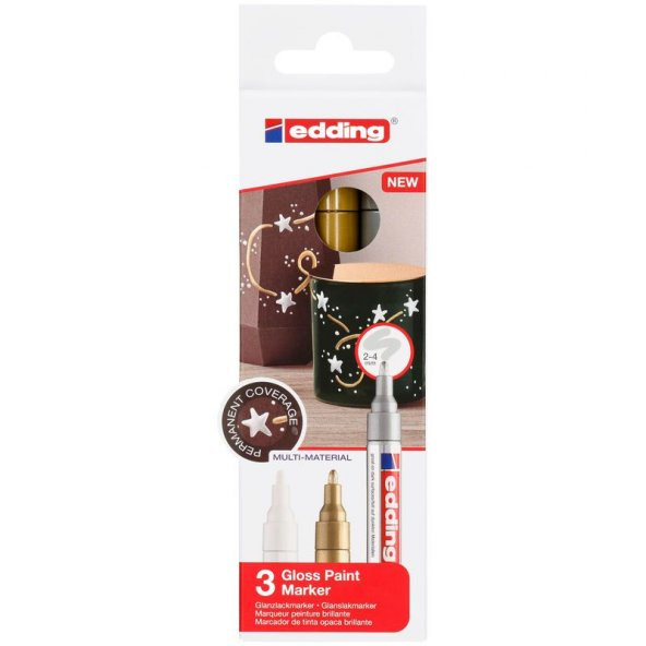 Edding 750 Çok Amaçlı Örtücü Boyama Markörü 2-4 mm 3lü (Altın, Gümüş, Bakır)