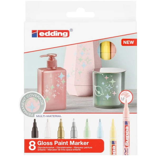 Edding 751 Çok Amaçlı Örtücü Boyama Dekorasyon Markörü 1-2 mm 8li Pastel Renkler