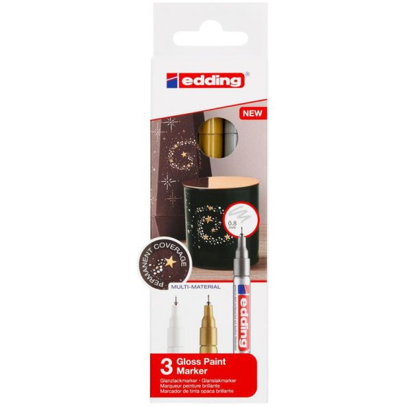 Edding 780 Çok Amaçlı Örtücü Boyama Dekorasyon Markörü 0.8 mm 3lü Metalik Renkler