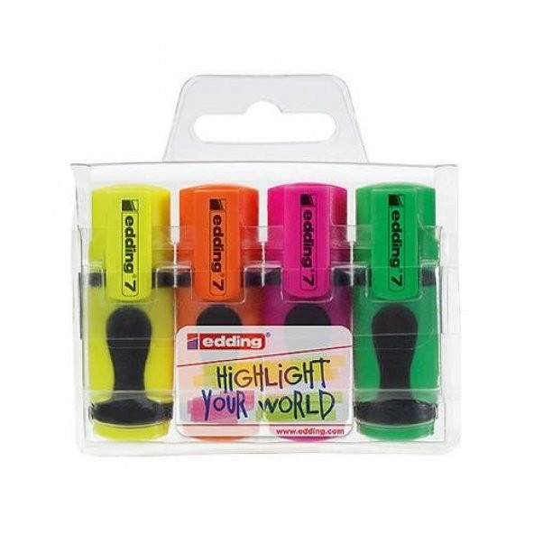 Edding 7 Mini Highlighter Fosforlu İşaretleme Kalemi 4 RENK SET
