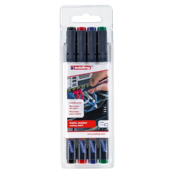 Edding 8407 Kablo Kalemi 4lü Set