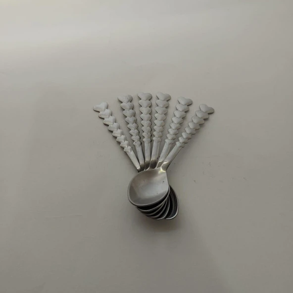 Paslanmaz Dekoratif Çay Kaşığı 6 Adet Kalp Saplı Çay Kaşığı 6 lı Lüx Çay Kaşığı 11 cm Çay Kaşığı - 4