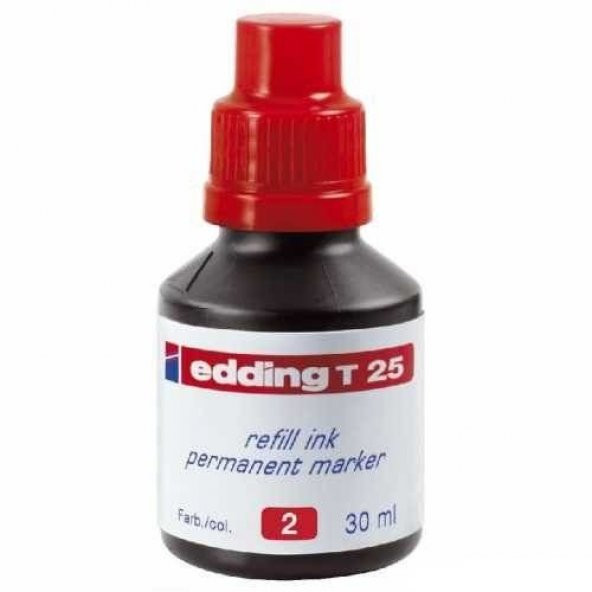 Edding T25 Permanent Marker Mürekkebi 30 ml. KIRMIZI