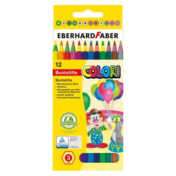 Eberhard Faber Colori Tahta İçermeyen Boyama Kalemi 12 Renk 3mm Mine