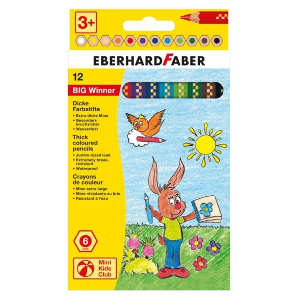 Eberhard Faber BIG Winner Jumbo Kuru Boya 12 Renk 6mm Mine
