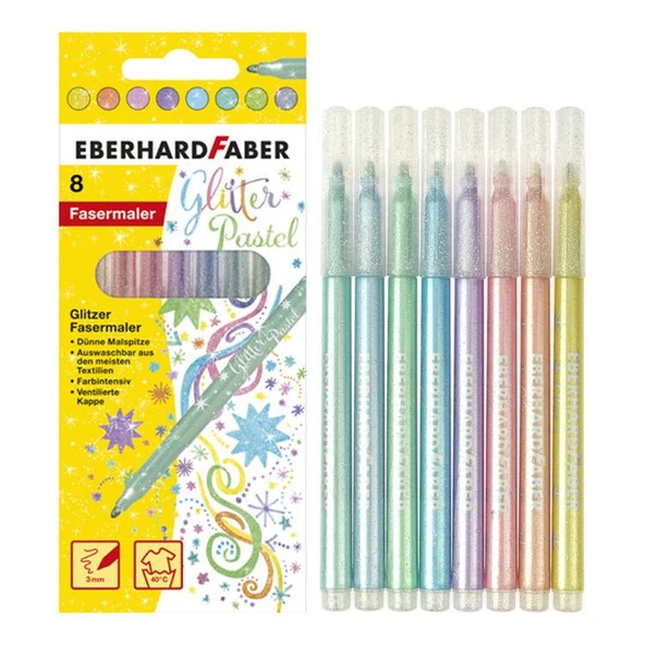Eberhard Faber Glitter Pastel Simli Keçeli Kalem 8 Renk