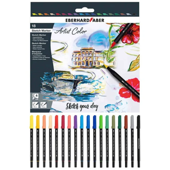 Eberhard Faber Artist Color Eskiz Markörü 18 Renk Set
