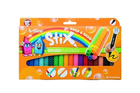 Artline Stix Brush Marker 20 Renk Esnek Uçlu Keçeli Kalem