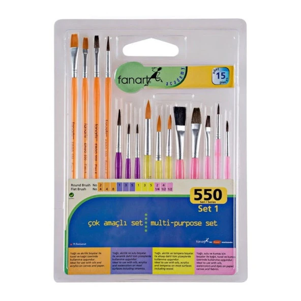 Fanart Academy 550 Seri Fırça Seti 1 (15li)