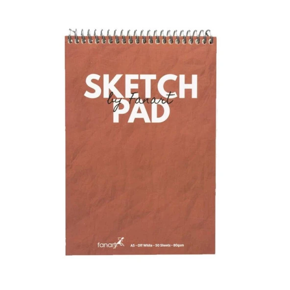 Fanart Academy Sketch Pad A5 Bordo Kapak 80 gr 50 yp Üstten Spiralli