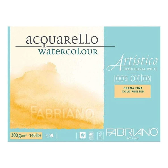 Fabriano Artistico Traditional White Suluboya Blok 300 gr. 31x41 cm. 20 yp. Soğuk Basım