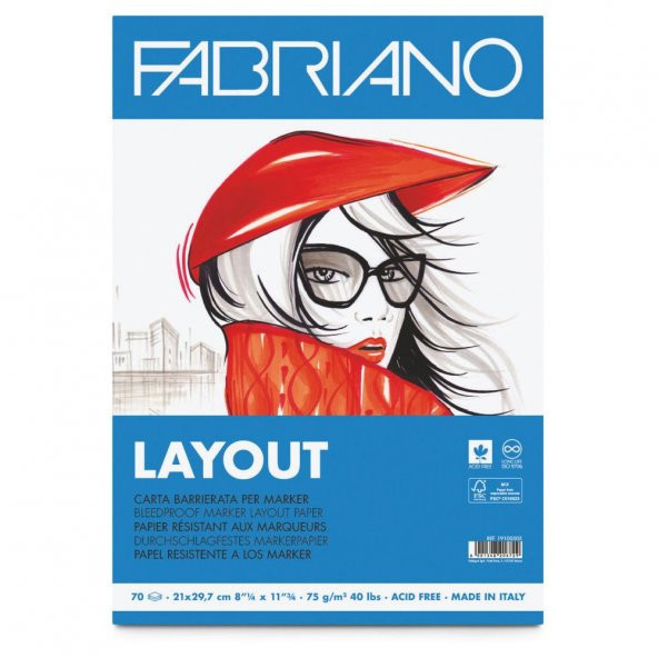 Fabriano Layout Pürüzsüz ve Geçirimsiz Marker Blok 75 gr. A3 70 yp.