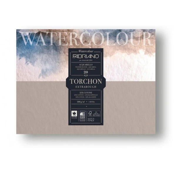 Fabriano Watercolour Studio Torchon Geniş Dokulu Suluboya Blok 270 gr. 30,5x45,5 cm. 20 yp.