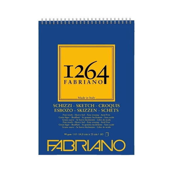 Fabriano 1264 Sketch Paper Eskiz Defteri 90 gr A5 60 yp Üstten Spiralli