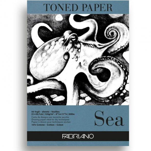Fabriano Toned Paper Saa Eskiz ve Çizim Blok 120 gr. A3 50 yp. Deniz Rengi