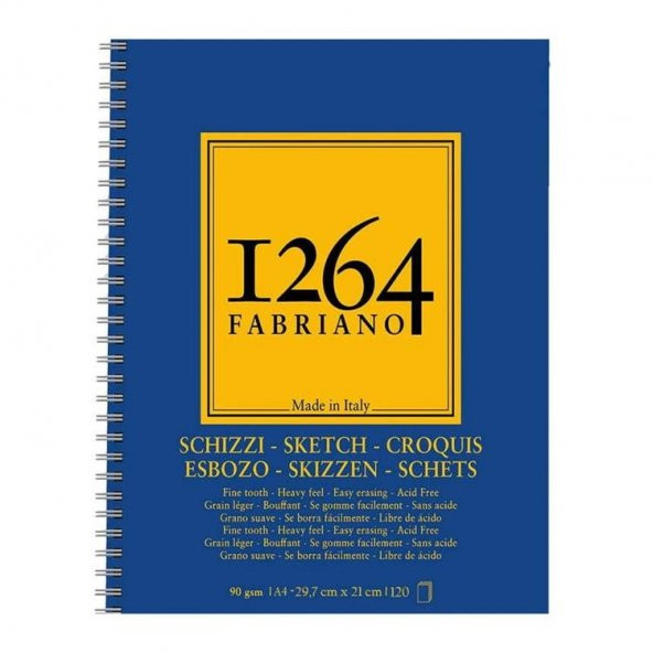 Fabriano 1264 Sketch Paper Eskiz Defteri 90 gr A4 120 yp Yandan Spiralli