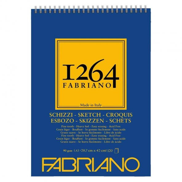 Fabriano 1264 Sketch Paper Eskiz Defteri 90 gr A3 120 yp Üstten Spiralli