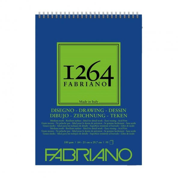 Fabriano 1264 Drawing Paper Çizim Defteri 180 gr A4 50 yp Üstten Spiralli