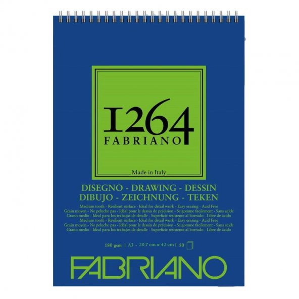 Fabriano 1264 Drawing Paper Çizim Defteri 180 gr A3 50 yp Üstten Spiralli ürün görseli 1