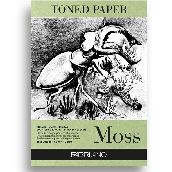 Fabriano Toned Paper Moss Eskiz ve Çizim Blok 120 gr. A3 50 yp. Yosun Rengi ürün görseli
