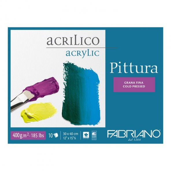 Fabriano Pittura Akrilik & Yağlıboya Blok 400 gr. 30x40 cm. 10 yp. Asitsiz Soğık Basım
