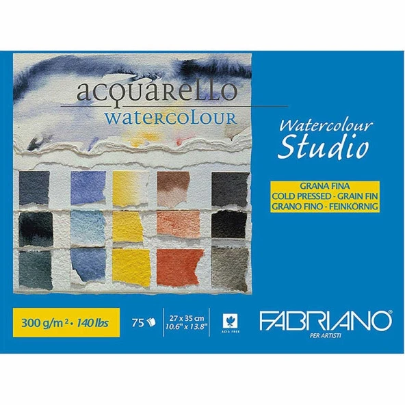 Fabriano Watercolour Studio Maxi Blocco Suluboya Blok 300 gr. 27x35 cm. 75 yp. Soğuk Basım
