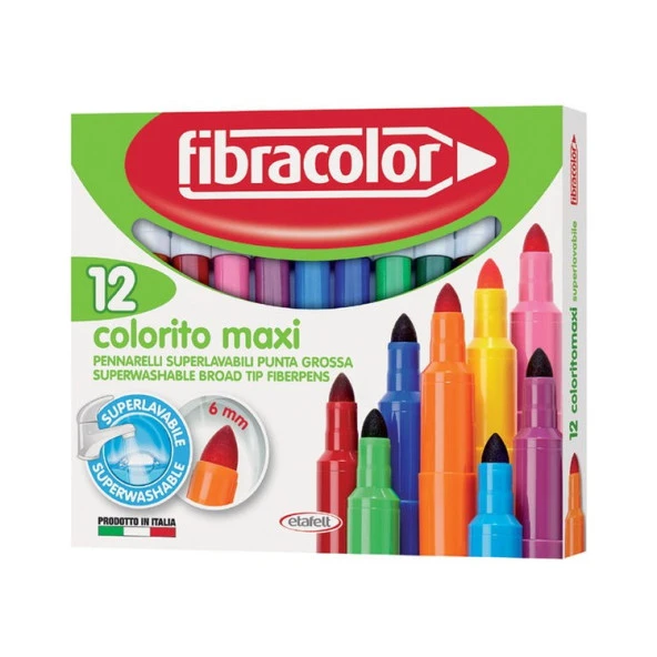 Fibracolor Colorito Maxi Kalın Keçeli Kalem 12 Renk