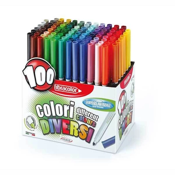 Fibracolor Colori Diversi 100 Renk Marker Keçeli Kalem Seti