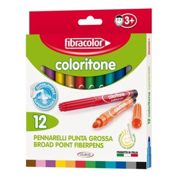 Fibracolor Coloritone Kalın Uçlu Keçeli Kalem 12 Renk