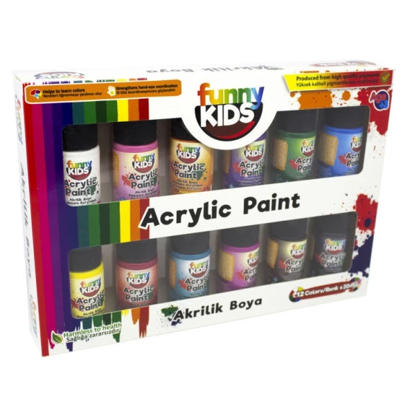 Funny Kids Akrilik Boya 12 Renk x 20 ml Set