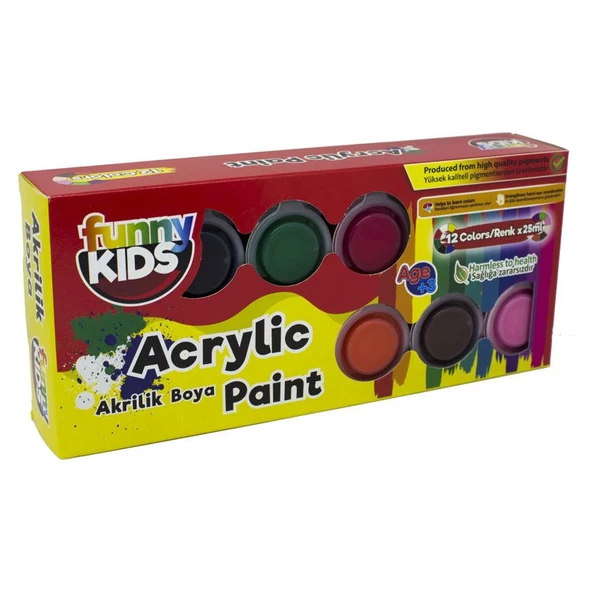 Funny Kids Akrilik Boya 12 Renk x 25 ml Set
