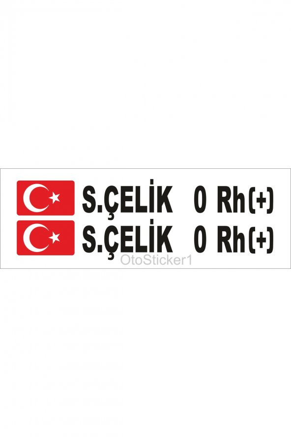 Bayraklı Ad Soyad Kan Grubu Oto Sticker 16*2 Cm - 1