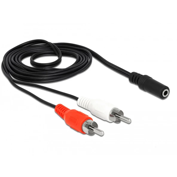 3,5mm stereo dişi to 2x RCA erkek audio ses çevirici kablo 1,5m