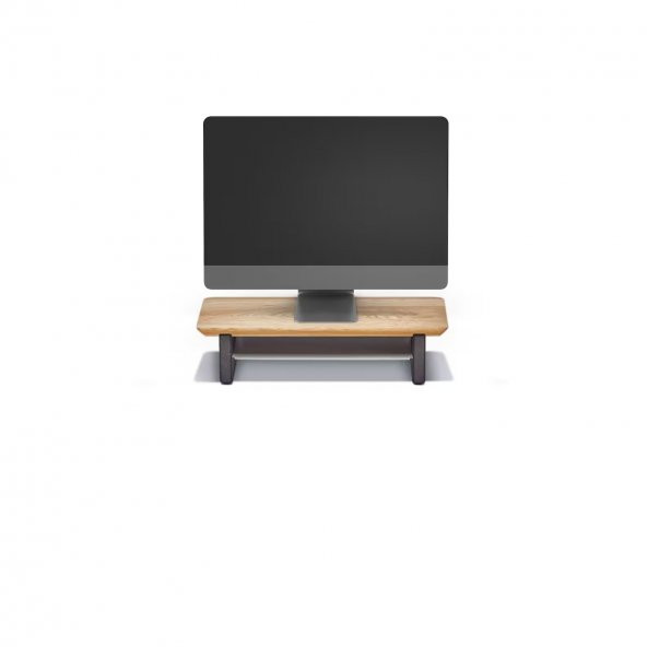 Monitör Standı Meşe Masif Çift Monitör Sehpası Masa Düzenleyici El Yapımı Monitör Yükseltici Desk - 1