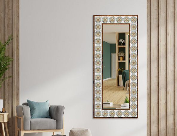 Boy Aynası Dekoratif Çini Çerçeveli Özel Tasarım El Yapımı Boy Aynası 35
