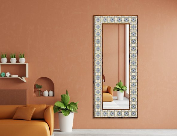 Boy Aynası Dekoratif Çini Çerçeveli Özel Tasarım El Yapımı Boy Aynası 27