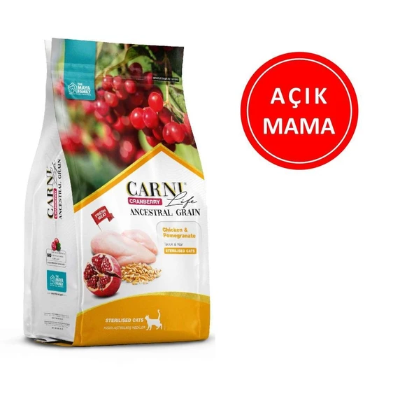Carni Life Kızılcık Tavuk Etli ve Narlı Kısırlaştırılmış Kedi Maması 1 Kg AÇIK ürün görseli 1