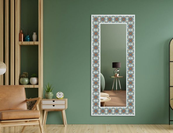 Boy Aynası Dekoratif Çini Çerçeveli Özel Tasarım El Yapımı Boy Aynası 54