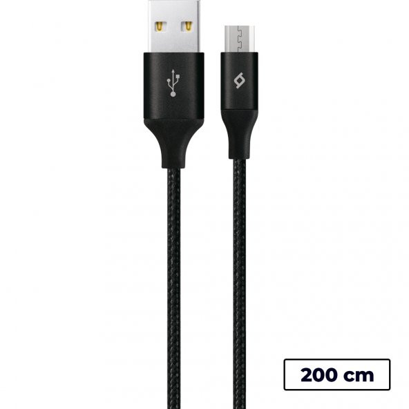 ttec AlumiCable XL USB-A - Micro USB Şarj Kablosu 2mt.