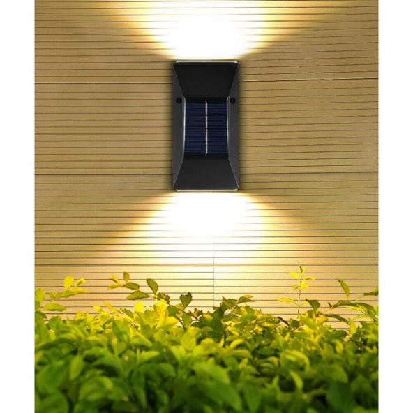 Güneş Enerjili Solar Şarjlı Çift Yönlü Duvar Lambası Dekoratif Bahçe Işıldak Fener - 9