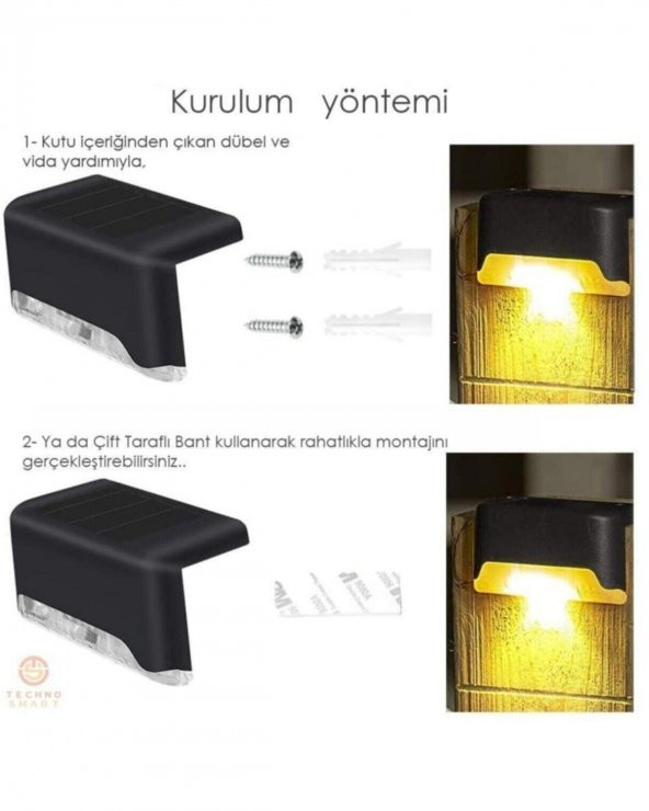 16 Adet Köşebent Merdiven Veranda Solar Güneş Enerjili Bahçe Led Lamba Dekor Çok Al Az Öde - 6
